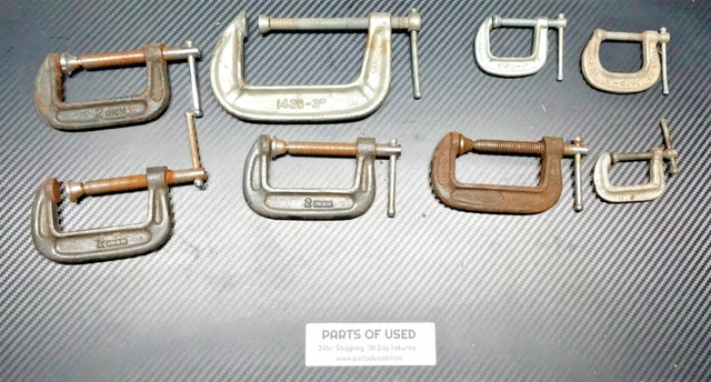Set of 8 ADJUSTABLE C Clamps  Mix 1" 2" 3"  Wood Auto Used 6012