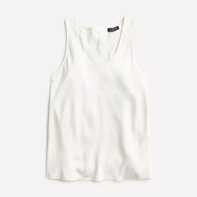 J. Crew Sleeveless Shell Satin Crepe Top Ivory Medium Womens Classic Button NWT