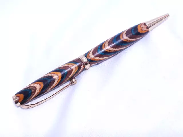 Beautiful Handmade Cigar Style Pen Multi-Colored Wood - Beautiful!