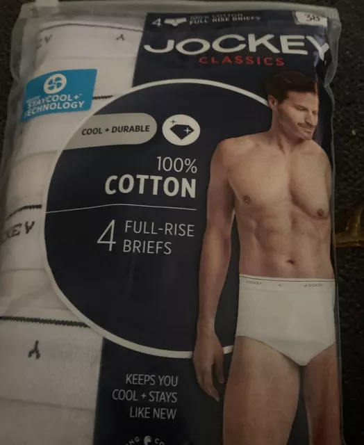 Jockey Classic Briefs 4pack Full rise 100% Cotton Underwear Y front Fly white