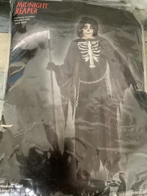 💀 Child Midnight Reaper Grim Reaper Halloween Costume 🎃👻  (Large 12-14)