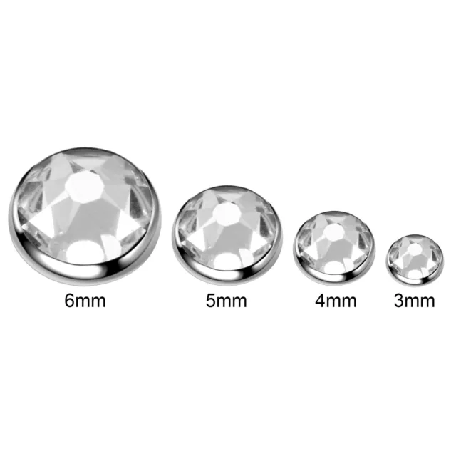 5pcs Dermal Anchor Head Crystal Surface Piercing Skin Diver Surgical Steel 3-6mm