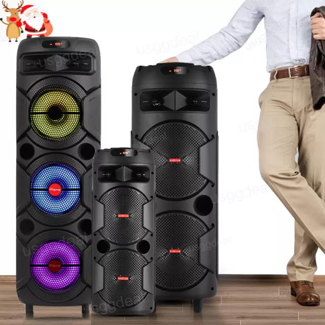 Portable Party Bluetooth Speaker Subwoofer Heavy Bass Sound Party System W/Mic