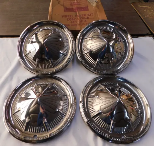 NOS OEM Ford 1960 Galaxie Fairlane Wheel Covers Hub Caps 14" Set