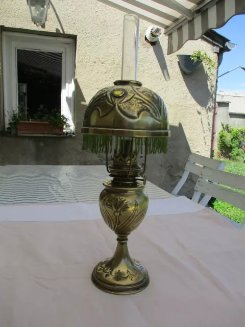 Antique French Brass Oil Kerosene Lamp Boudoir Lamp La "Parisienne" Art Nouveau 2