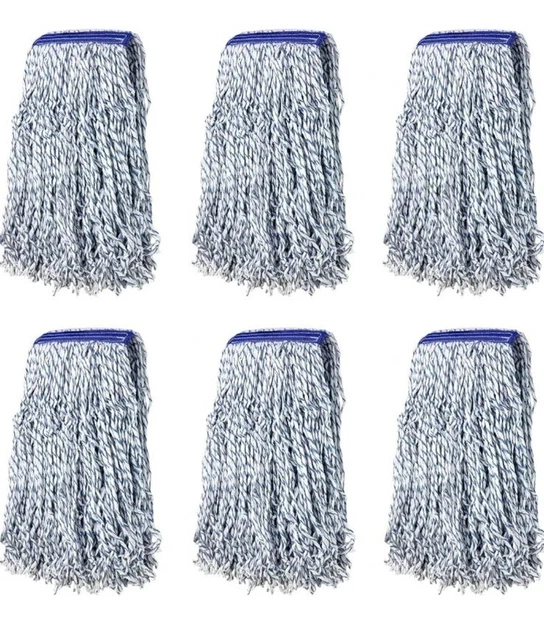 (6 Pack)KLEEN HANDLER Finish Mop CUT-END STRIPE NANO MICROBIAL Bison Life