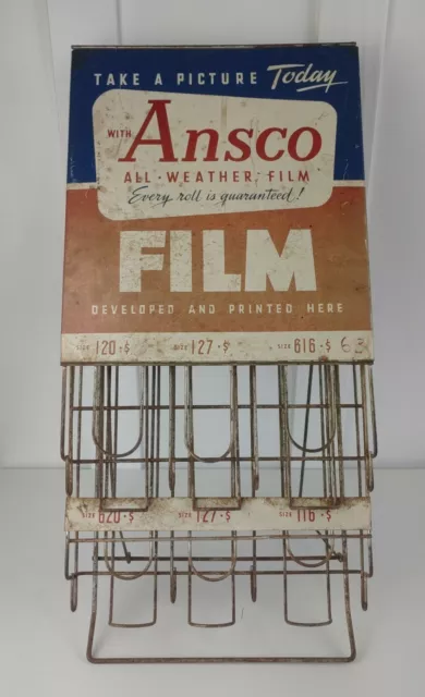 Vintage Ansco Camera FILM Store Counter Or Wall Advertising DISPLAY Dispenser