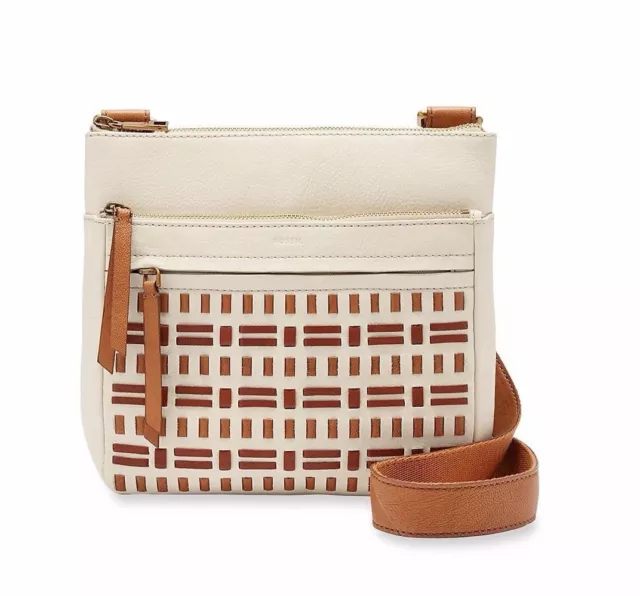 New Fossil Women's Corey Small Leather Crossbody Bag Vanilla