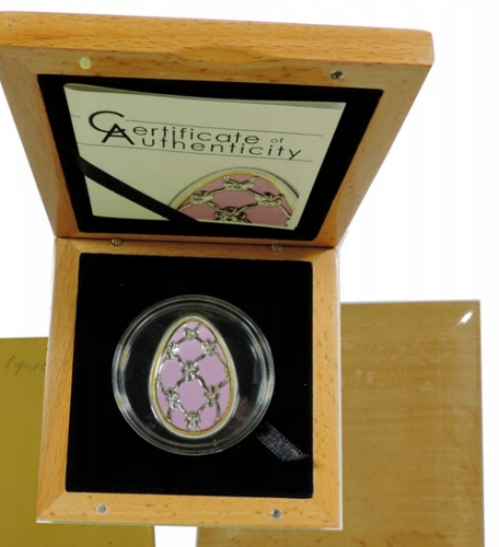 Cook Islands 5 dollars Imperial Faberge in Cloisonne Violet Egg silver coin 2012