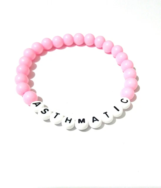 Pulsera de alerta médica identificación SOS niños cuentas de acrílico rosa muchas opciones médicas