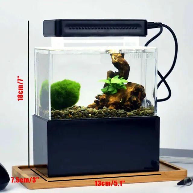 Small LED Lamp Aquarium Water Filtration Desktop Mini Fish Tank Aqua Kit Filter 3