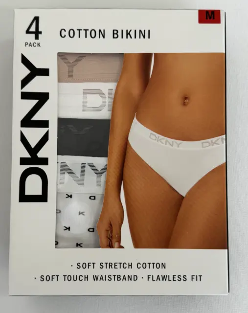 DKNY Womens Soft Stretch Cotton Bikini Hipster Underwear 4 Pack