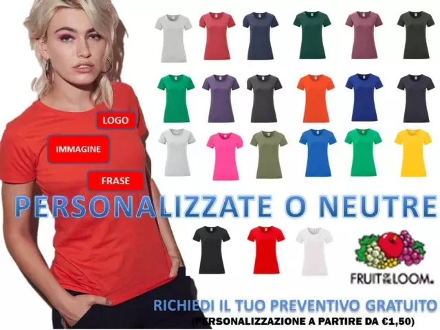nuova t-shirt donna fruit of the loom iconic manica corta slim fit maglietta