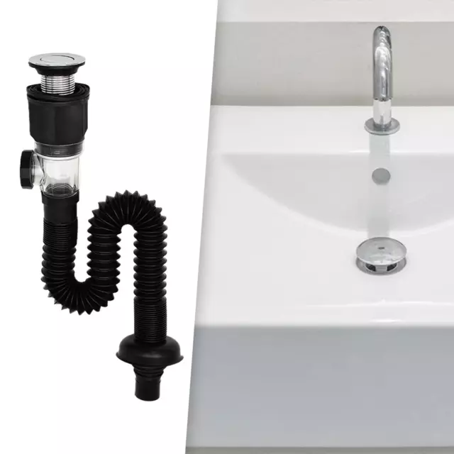 Sifone universale 【 extra lungo 200 mm 】 per lavabo e lavandino tubo di  scarico