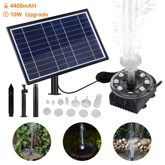 10W SOLAR TEICHPUMPE Akku LED Solarpumpe Gartenteichpumpe Solarpumpe