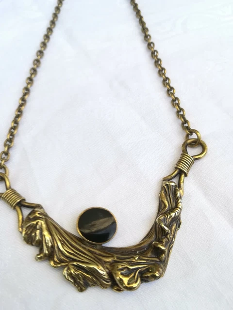 Collier Maille Art Nouveau 1930 – Plaqué Or 18k 750/1000 – Pendentif Vintage