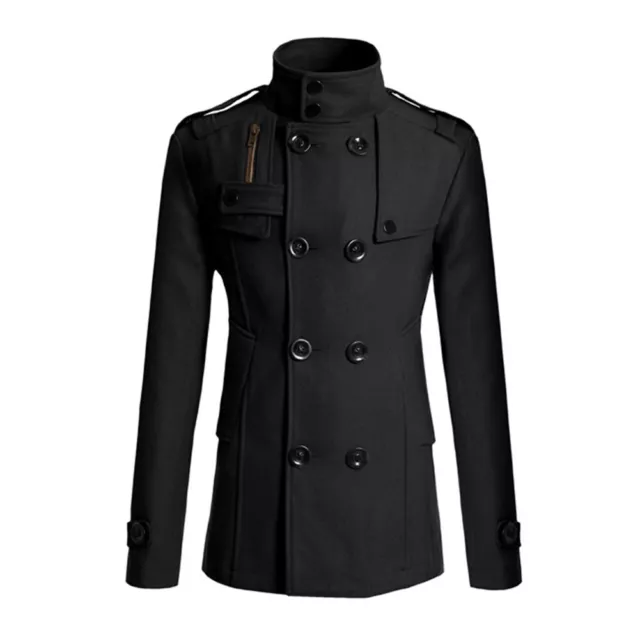 Men Double Breasted Trench Coat Winter Jacket Formal Peacoat Overcoat Outwear 9