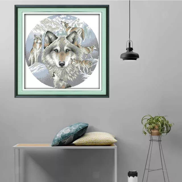 Stamped Cross Stitch Embroidery Kit 14CT 11CT Counted Printed Wolf Pattern