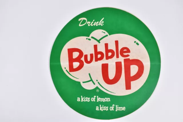 1950's New Old Stock Drink Bubble Up Soda Decal Label Sign Lemon Lime Cola