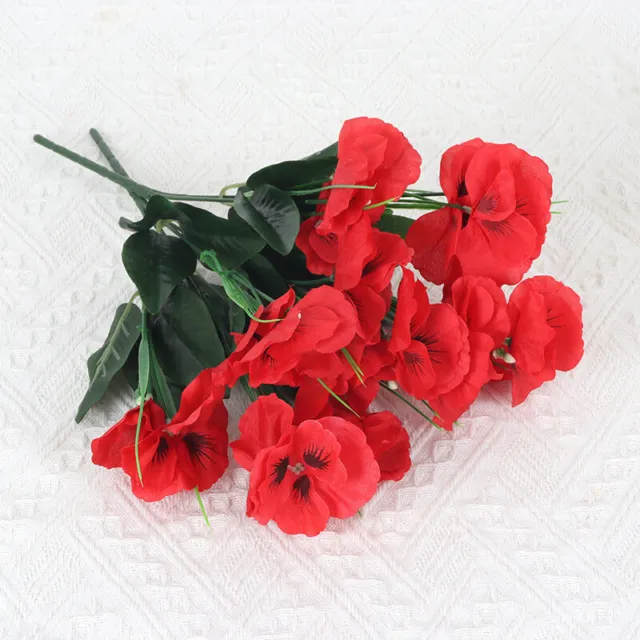 3 x Artificial Poppy Red Flower Bushes
