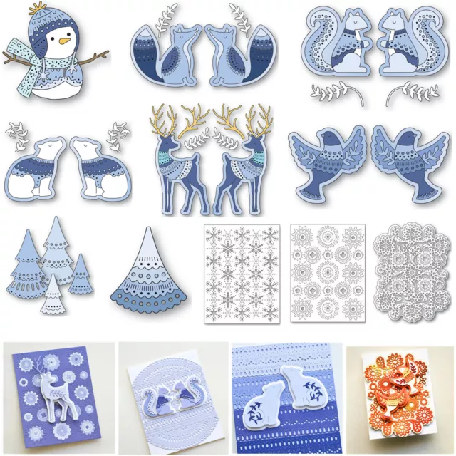Snowman Winter Animals Metal Cutting Dies Scrapbooking Stencils DIY Paper Crafts