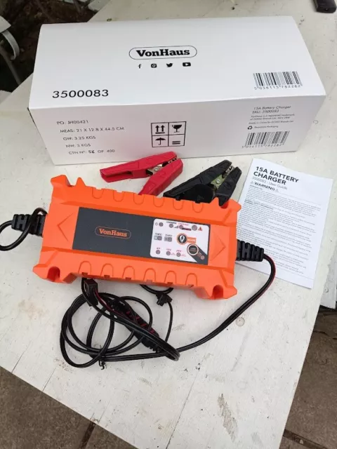 VonHaus 15 AMP BATTERY CHARGER CONDITIONER TRICKLE CHARGER (3500083)