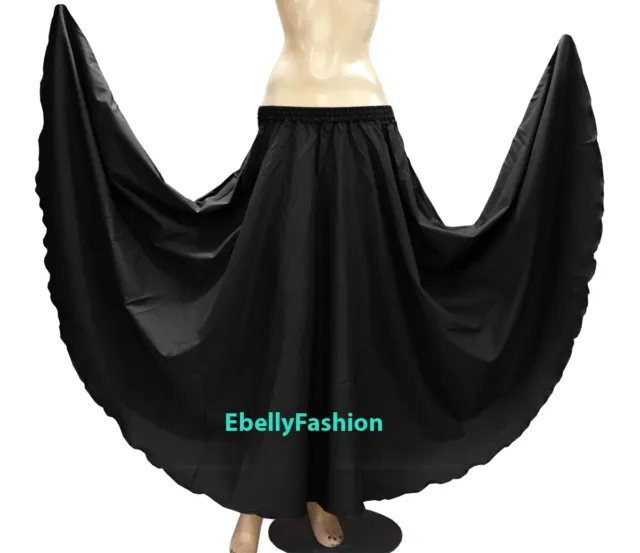 Black Cotton 360 Full Circle Long Skirt for Belly Dancing Clothing Tribal Costum