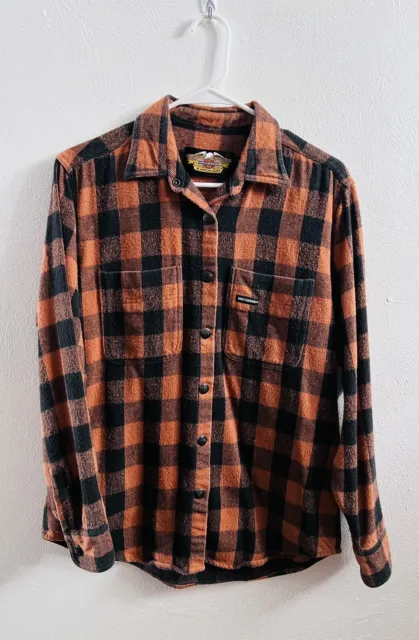 Harley Davidson Women’s Vintage Long sleeve Flannel Snap Shirt Size Medium