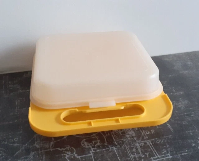 Boîte à Goûter Vintage Tupperware Marron – Cube 4,5 Pouces, état Propre (occasion)