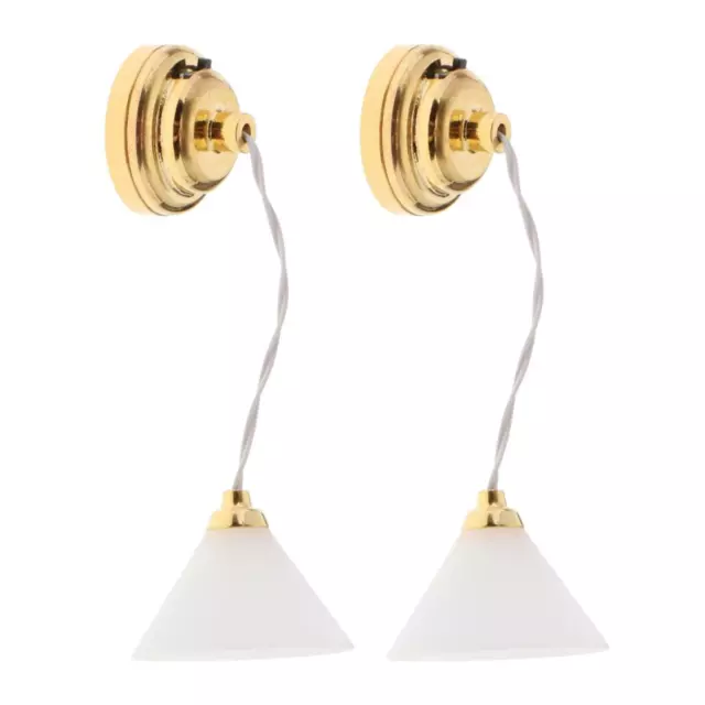 2x  Miniature Battery LED Ceiling Lamp Light for 1/12 Scale Dollhouse Furniture