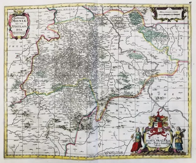 Meissen Vogtland Dresden map Karte Janssonius Pitt Kupferstich engraving 1680