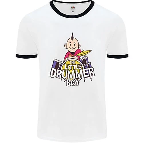 T-shirt da uomo The Little Drummer Boy divertente batteria bianca