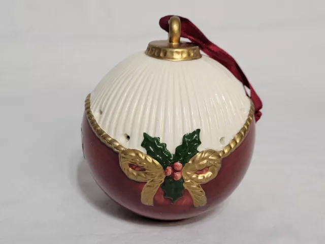 1989 Fitz & Floyd Hand Painted Ceramic Ornament Fragrance Box Christmas Vintage