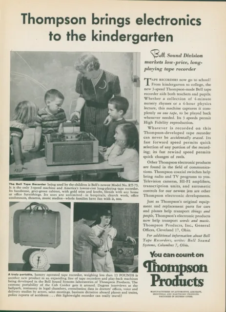 1955 Bell Tape Recorder Kindergarten Class Thompson Electronics Vtg Print Ad FJ1