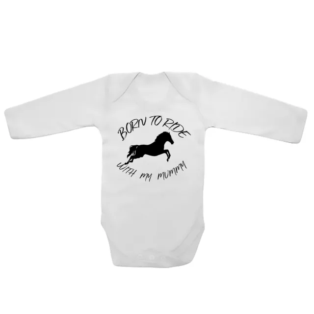 Born To Ride with My Mummy Baby Vests Bodysuits Grows Long Sleeve Funny Printed