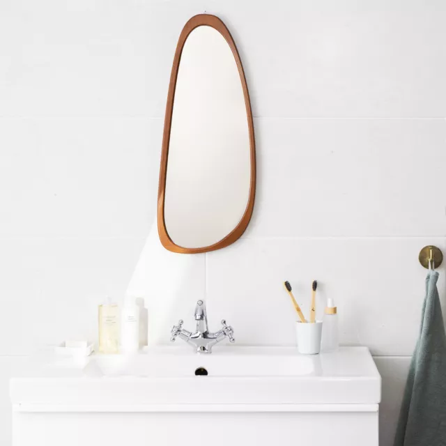 Espejo ovalado - Espejo irregular de pared con marco de madera 60 x 24,5 cm 3