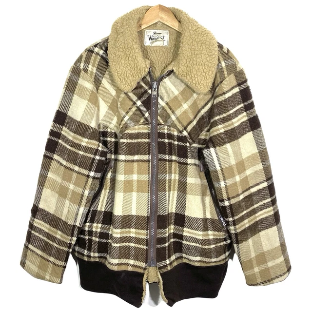 VESTE BLOUSON LAINE Carreaux Vintage 80's Woolrich EUR 140,00