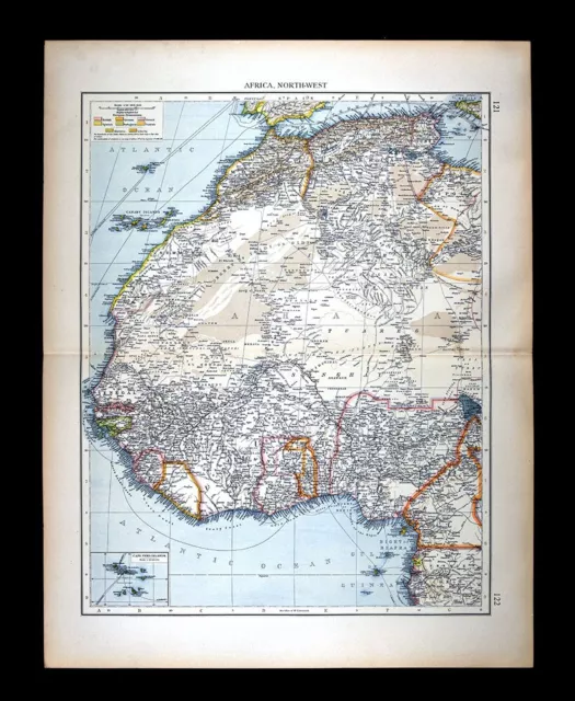 1900 Times Map West Africa Morocco Algeria Sahara Ivory Coast Benin Liberia Chad