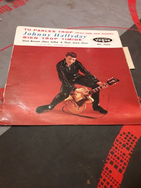 RARE Variété 45 Tours Johnny Hallyday Vogue EPL.7824 Bien trop Timide + 3 .