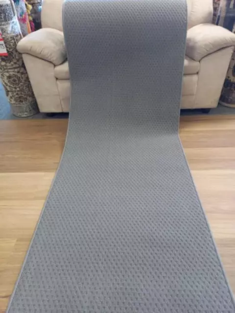Carpet Hall Runner 80cm wide By the Meter Plain Grey Rubber Backed