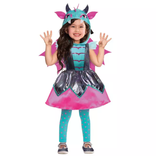 Girls Toddler Little Mystic Dragon Dinosaur Halloween Book Fancy Dress Costume