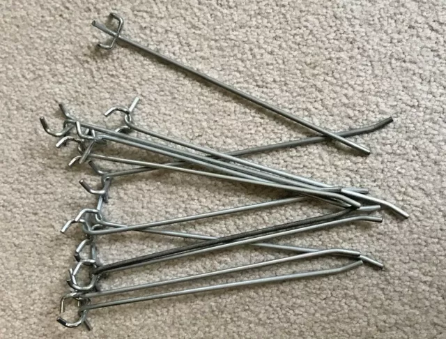 (12 PACK) USA Made 8 Inch Metal Pegboard Hooks. Used