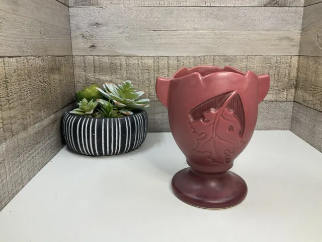 Roseville Silhouette Red 1950 Mid Century Modern Art Pottery Vase 779-5