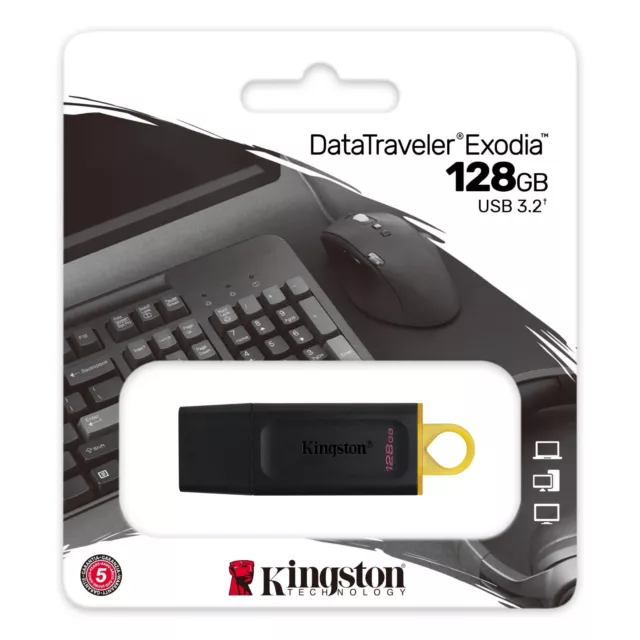 Kingston 128GB DataTraveler USB 3.2 Flash Pen Drive Schlüsselring Memory Stick