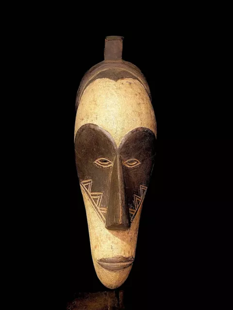African Tribal Face Mask Wood Hand Carved old tribal used Fang mask--5686