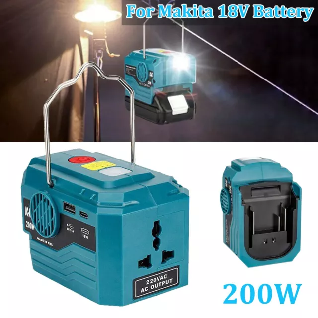 FOR MAKITA 18V Battery To AC 220V 200W Portable Power Inverter with Light  Tool £33.82 - PicClick UK