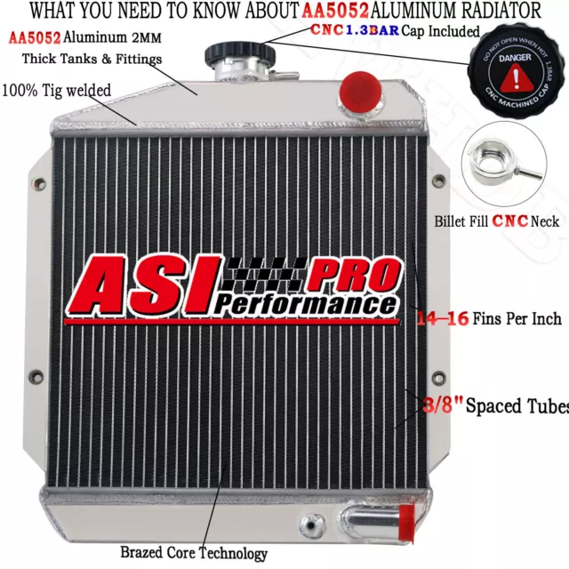 ASI 119621-44500 Aluminum 3 Row Radiator For Yanmar 3TNE74 Tractor Diesel