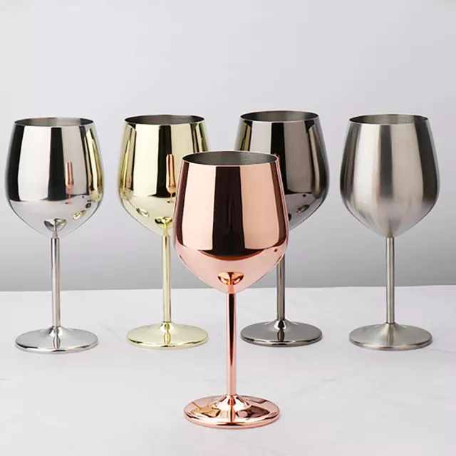 Large Stainless Steel Wine Glasses Unbreakable Metal Drink Cups 500ml Goblet Cup