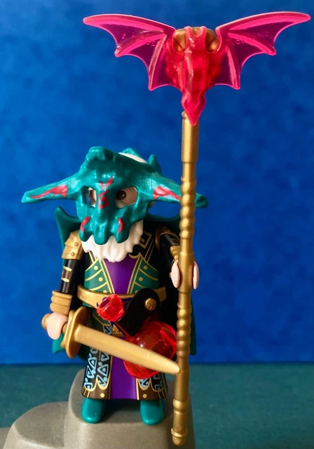 Figurine PLAYMOBIL Vintage - Nain Magicien Avec Cape Bleue (set 4963, 2000) | Univers Féérique Médiéval, Collection Jouet Ancien