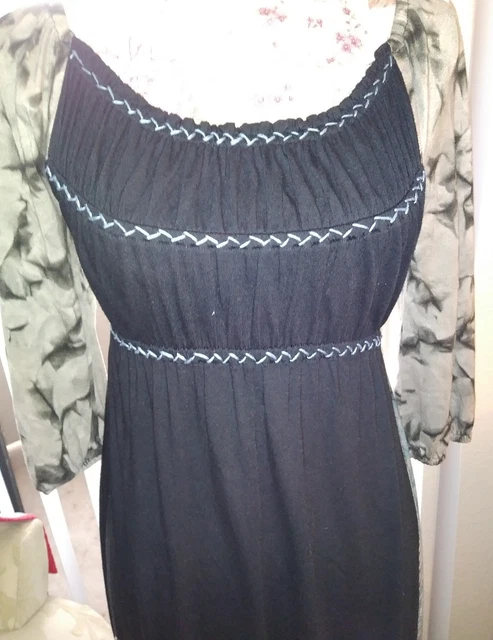 Krista Lee Dress 3/4 sleeve embellished with  beads & embroidery stretch size 8